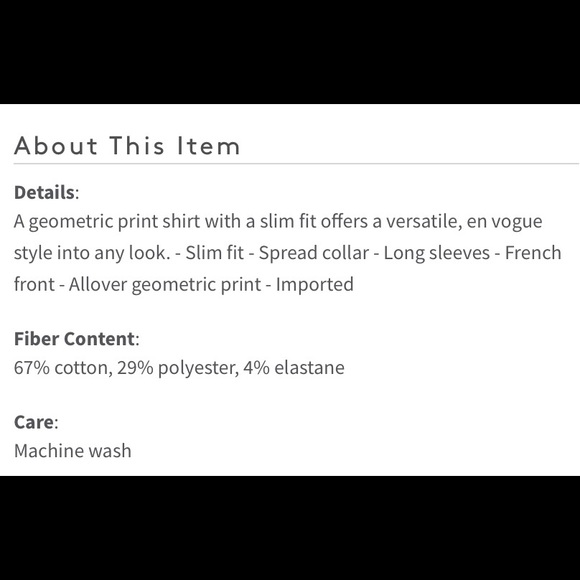 Kenneth Cole Print Slim Fit Dress Shirt 16x32-33 - Picture 9 of 9